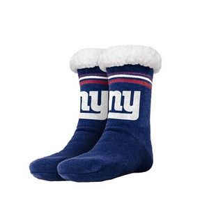 NFL New York Giants Womens Stripe Logo Tall Footy Slipper Socks Soft